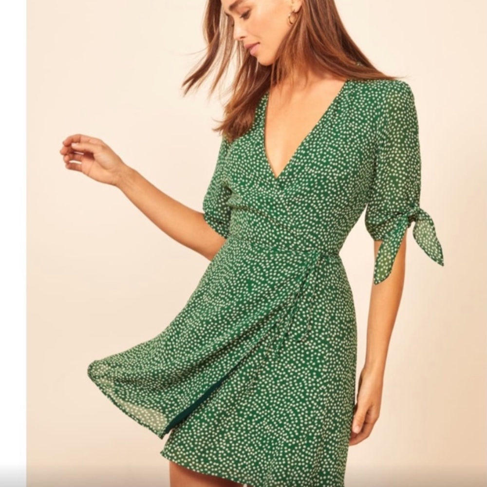 Reformation Sammy wrap dress - green floral